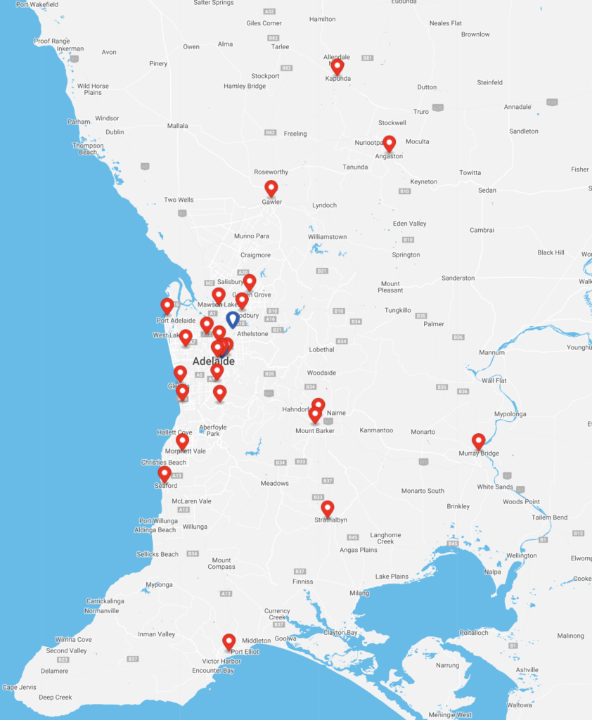 Map of clinics selling CPAP machines and masks in Australia